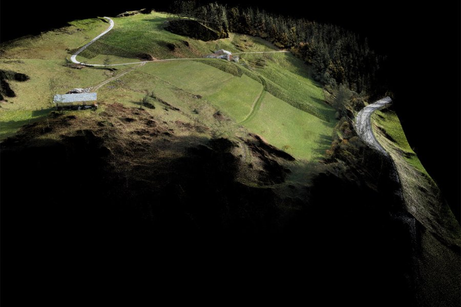 Point cloud of an area evaluated with a drone